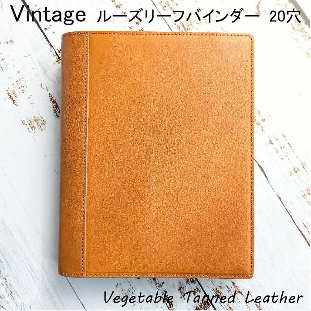 オイルワックスヌメ革キャメル カバーA5サイズ 20穴 手帳セット ♩.]オイルワックスヌメ革キャメル カバーA5サイズ 20穴 手帳